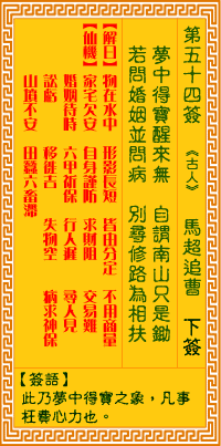 <h3>观音灵签第54签：马超追曹