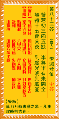 <h3>观音灵签第83签：李渊登位