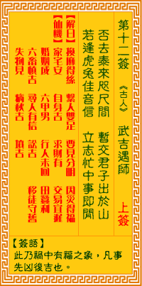 <h3>观音灵签第12签：武吉遇师