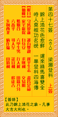 <h3>观音灵签第47签：梁灏登科