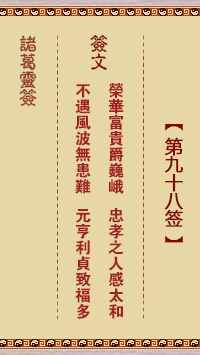 诸葛神签第98签