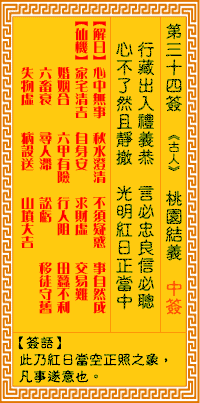 <h3>观音灵签第34签：桃园结义