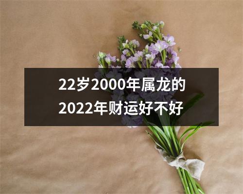 22岁2000年属龙的2022年财运好不好