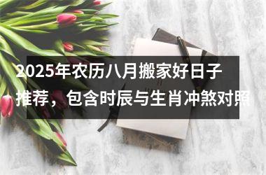 2025年农历八月搬家好日子推荐，包含时辰与生肖冲煞对照