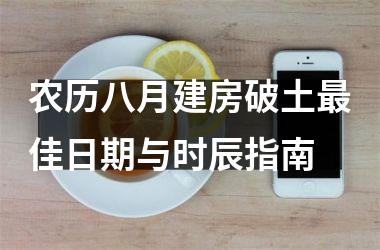 <h3>农历八月建房破土最佳日期与时辰指南