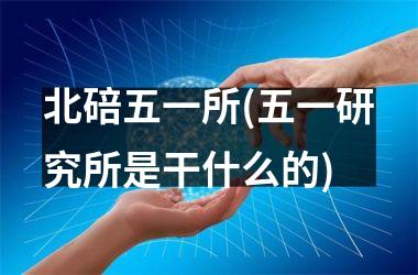 北碚五一所(五一研究所是干什么的)