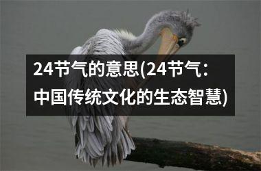 <h3>24节气的意思(24节气：传统文化的生态智慧)