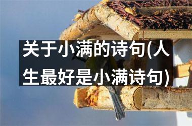 <h3>关于小满的诗句(人生最好是小满诗句)