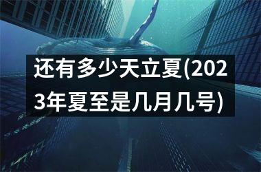 还有多少天立夏(2023年夏至是几月几号)