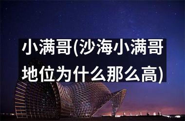 <h3>小满哥(沙海小满哥地位为什么那么高)