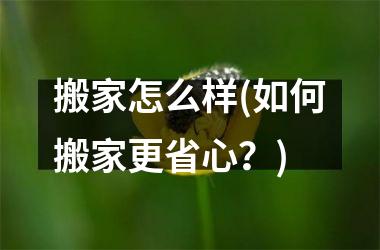 <h3>搬家怎么样(如何搬家更省心？)