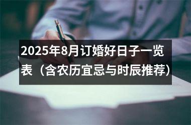 2025年8月订婚好日子一览表（含农历宜忌与时辰推荐）