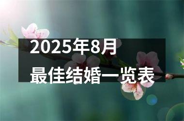 <h3>2025年8月最佳结婚一览表