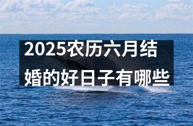 <h3>2025农历六月结婚的好日子有哪些