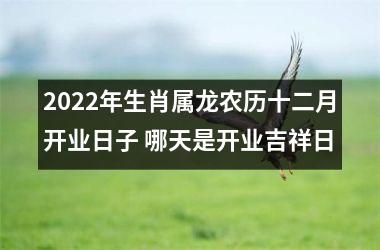 2022年生肖属龙农历十二月开业日子 哪天是开业吉祥日