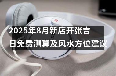 2025年8月新店开张吉日免费测算及风水方位建议