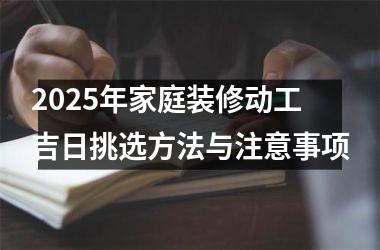 <h3>2025年家庭装修动工吉日挑选方法与注意事项