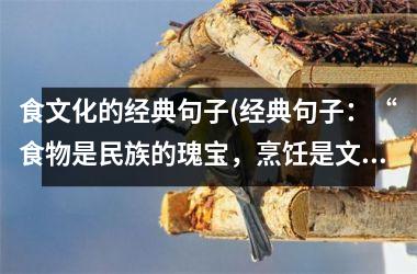 食文化的经典句子(经典句子：“食物是民族的瑰宝，烹饪是文化的符号。”SEO新标题：探秘食文化：饮食背后的文化符号)