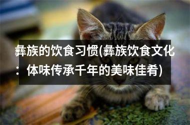 <h3>彝族的饮食习惯(彝族饮食文化：体味传承千年的美味佳肴)