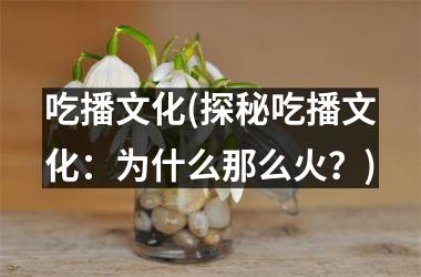 吃播文化(探秘吃播文化：为什么那么火？)