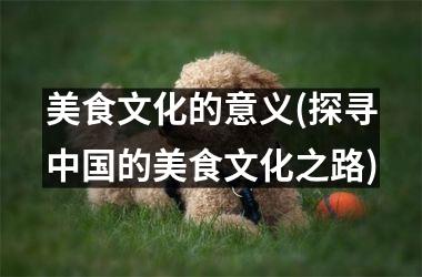 美食文化的意义(探寻的美食文化之路)
