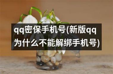 qq密保手机号(新版qq为什么不能解绑手机号)