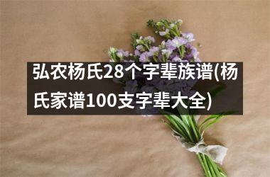 <h3>弘农杨氏28个字辈族谱(杨氏家谱100支字辈大全)