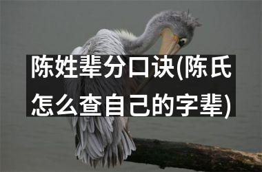 <h3>陈姓辈分口诀(陈氏怎么查自己的字辈)
