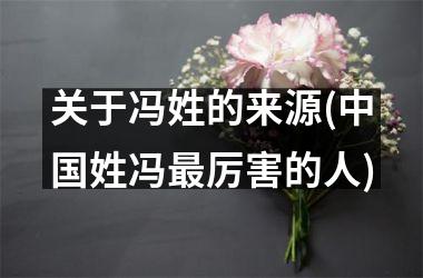 <h3>关于冯姓的来源(姓冯最厉害的人)