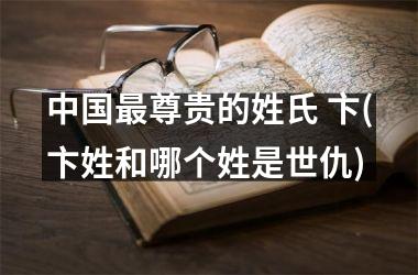最尊贵的姓氏 卞(卞姓和哪个姓是世仇)