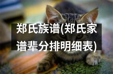 郑氏族谱(郑氏家谱辈分排明细表)
