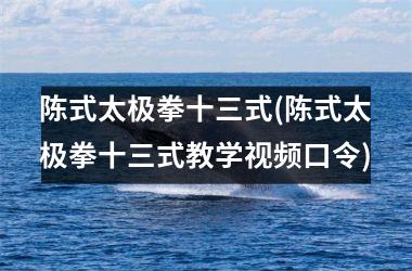 陈式太极拳十三式(陈式太极拳十三式教学口令)