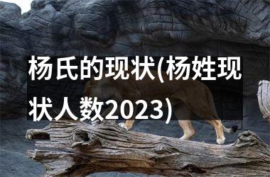 杨氏的现状(杨姓现状人数2025)