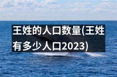 王姓的人口数量(王姓有多少人口2025)