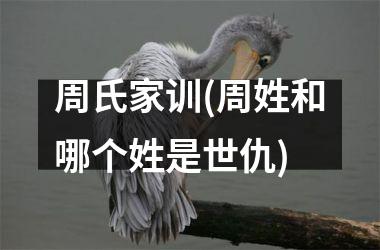 周氏家训(周姓和哪个姓是世仇)