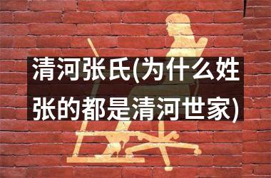 清河张氏(为什么姓张的都是清河世家)