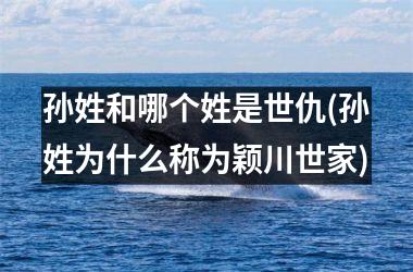 孙姓和哪个姓是世仇(孙姓为什么称为颖川世家)