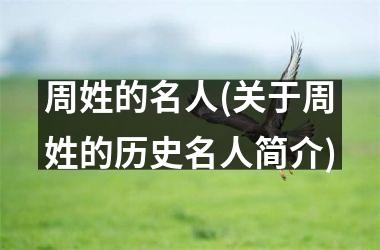 周姓的名人(关于周姓的历史名人简介)