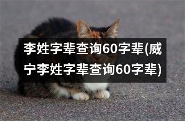 <h3>李姓字辈查询60字辈(威宁李姓字辈查询60字辈)