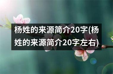 <h3>杨姓的来源简介20字(杨姓的来源简介20字左右)