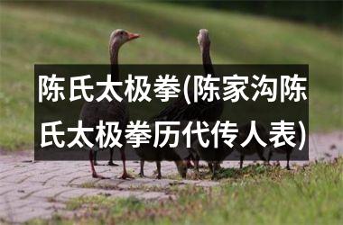 <h3>陈氏太极拳(陈家沟陈氏太极拳历代传人表)