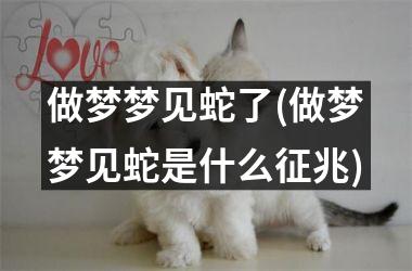<h3>做梦梦见蛇了(做梦梦见蛇是什么征兆)