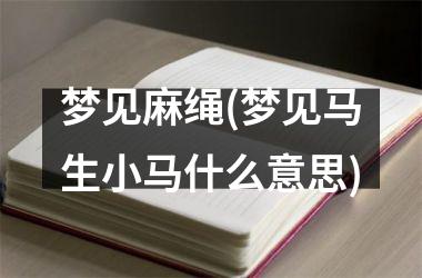 <h3>梦见麻绳(梦见马生小马什么意思)