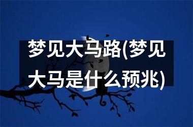 梦见大马路(梦见大马是什么预兆)