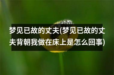 梦见已故的丈夫(梦见已故的丈夫背朝我做在床上是怎么回事)