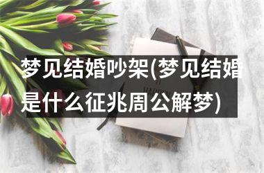 梦见结婚吵架(梦见结婚是什么征兆周公解梦)