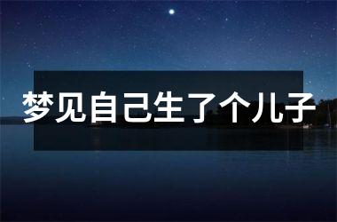 <h3>梦见自己生了个儿子