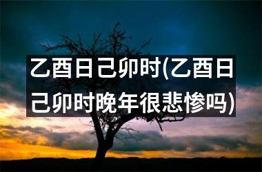 <h3>乙酉日己卯时(乙酉日己卯时晚年很悲惨吗)