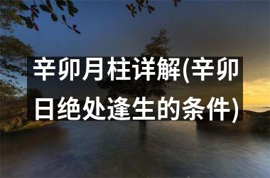 <h3>辛卯月柱详解(辛卯日绝处逢生的条件)