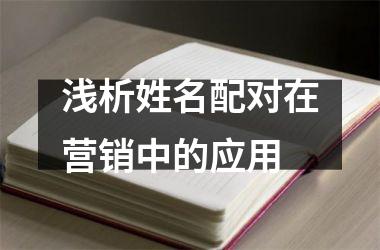 <h3>浅析姓名配对在营销中的应用